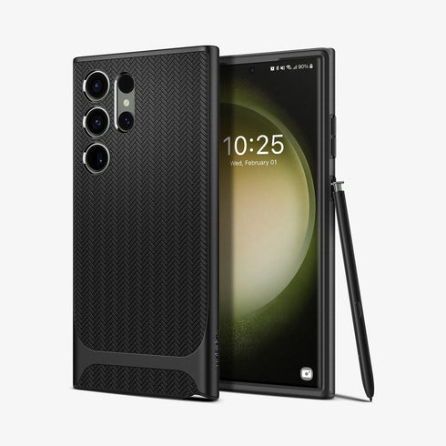 ACS05626 - Galaxy S23 Ultra Case Neo Hybrid in black showing the back
